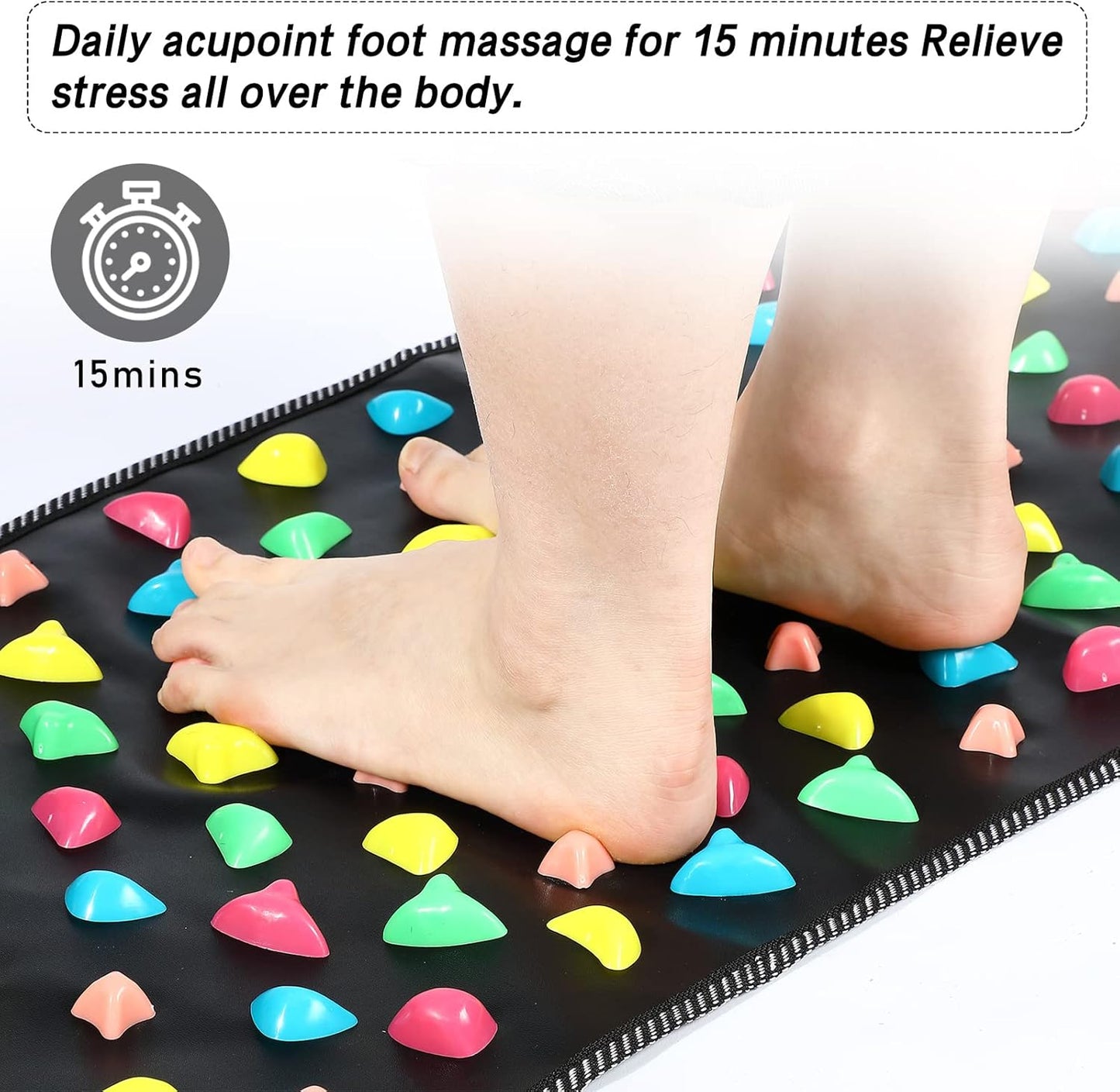 Reflexology Foot Massage Mat – Acupressure Walk Stone Pad for Pain Relief, Better Sleep & Stress Reduction