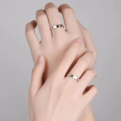 925 Sterling Silver I Love You Projection Couple Rings – Hidden Message Promise Rings for Him & Her – Romantic Gift