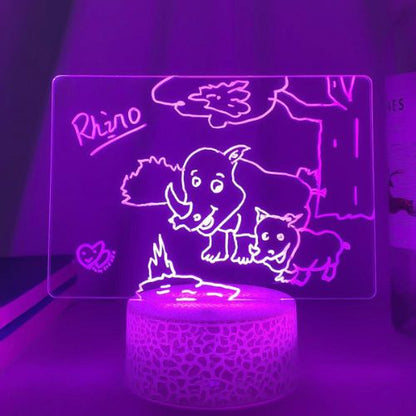 Rewritable LED Message Board Night Light – Acrylic Note Pad Lamp with 7 Colors, Touch Control for Kids Room & Home Decor