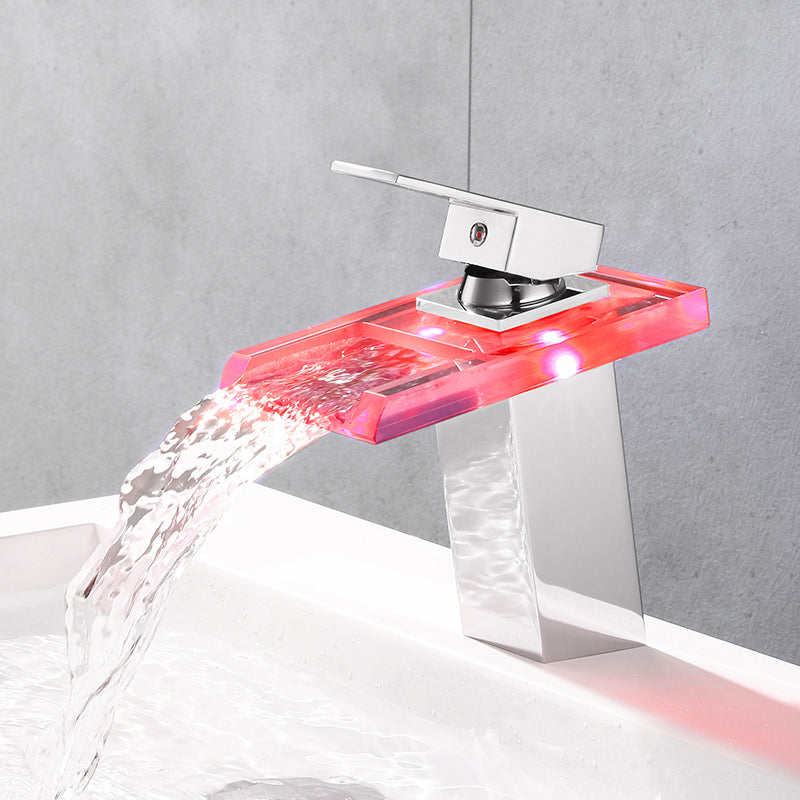 LED Waterfall Bathroom Faucet – Colour-Changing Temperature Indicator (Self-Powered, No Batteries)