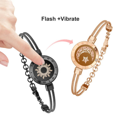 Totwoo Sun & Moon Long Distance Touch Bracelets – Smart Vibration Love Bracelets for Couples with App, Lights & Messages