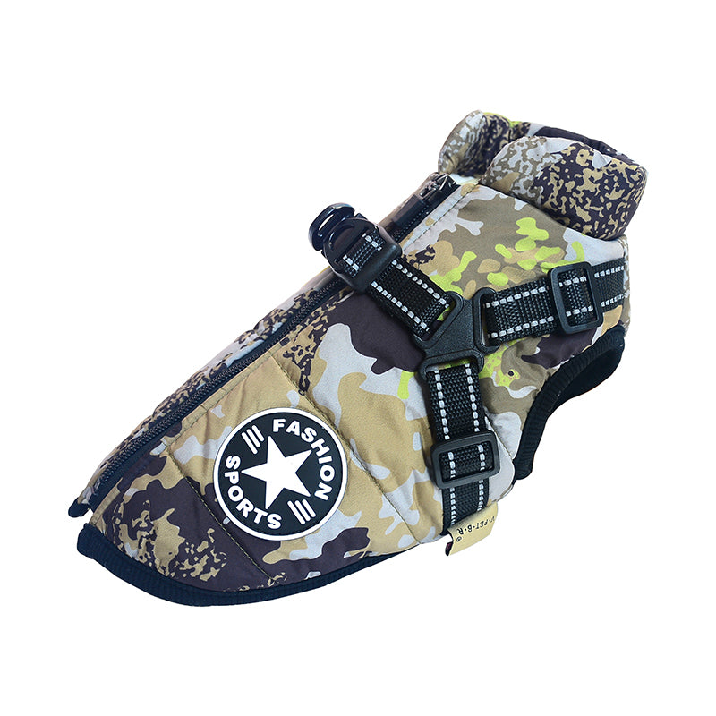 Waterproof Dog Harness Jacket – Winter Warm Fleece Lined Pet Coat with Built-In Harness for Small to Large Dogs