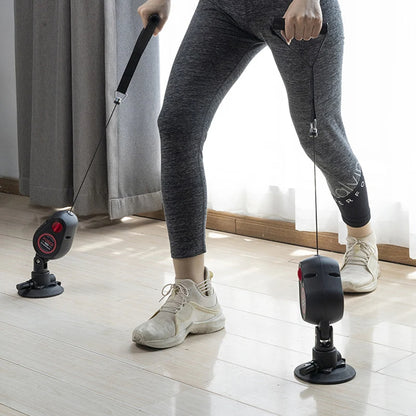 Portable Suction Cup Resistance Rope Trainer – Pull Down Cable Pulley System for Home Gym, Adjustable Strength Training