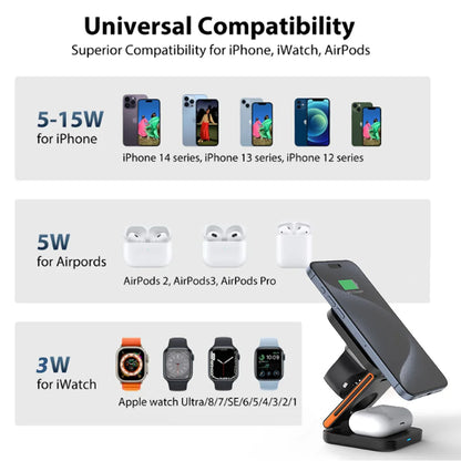 3-in-1 Foldable Wireless Charging Station – MagSafe Compatible Charger for iPhone, Apple Watch &amp; AirPods