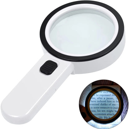 30X Handheld Magnifying Glass with 12 LED Lights | Real Glass Lens Illuminated Magnifier for Reading & Hobbies