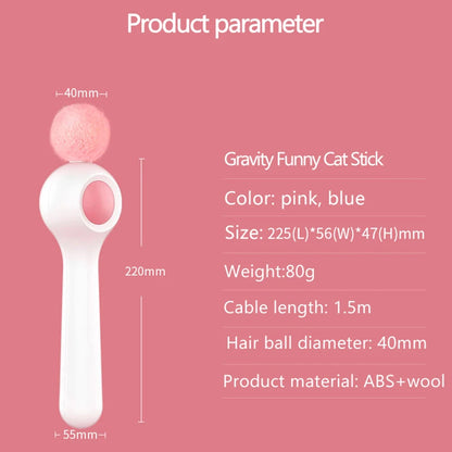 Retractable Cat Teaser Wand with Catnip Ball & Feather | One-Click Gravity String Toy for Cats