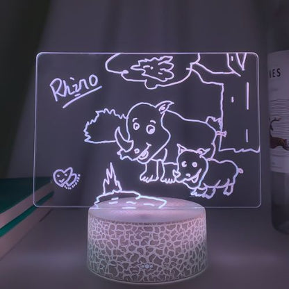 Rewritable LED Message Board Night Light – Acrylic Note Pad Lamp with 7 Colors, Touch Control for Kids Room & Home Decor