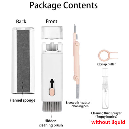 7-in-1 Electronics Cleaner Kit – AirPods, Keyboard, Phone, Laptop & Screen Cleaning Kit with Keycap Puller & Spray (Pink/White/Blue)