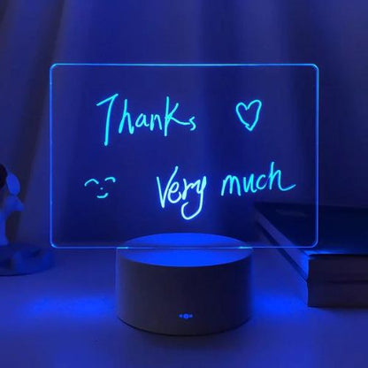 Rewritable LED Message Board Night Light – Acrylic Note Pad Lamp with 7 Colors, Touch Control for Kids Room & Home Decor