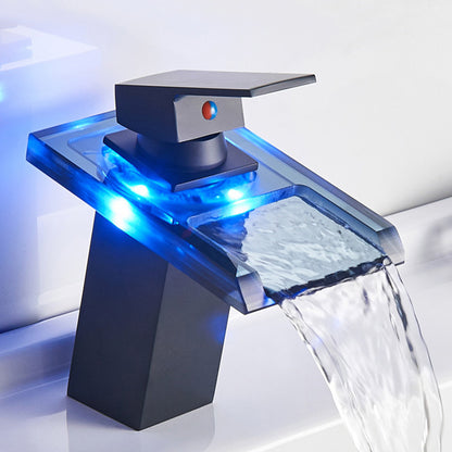 LED Waterfall Bathroom Faucet – Colour-Changing Temperature Indicator (Self-Powered, No Batteries)