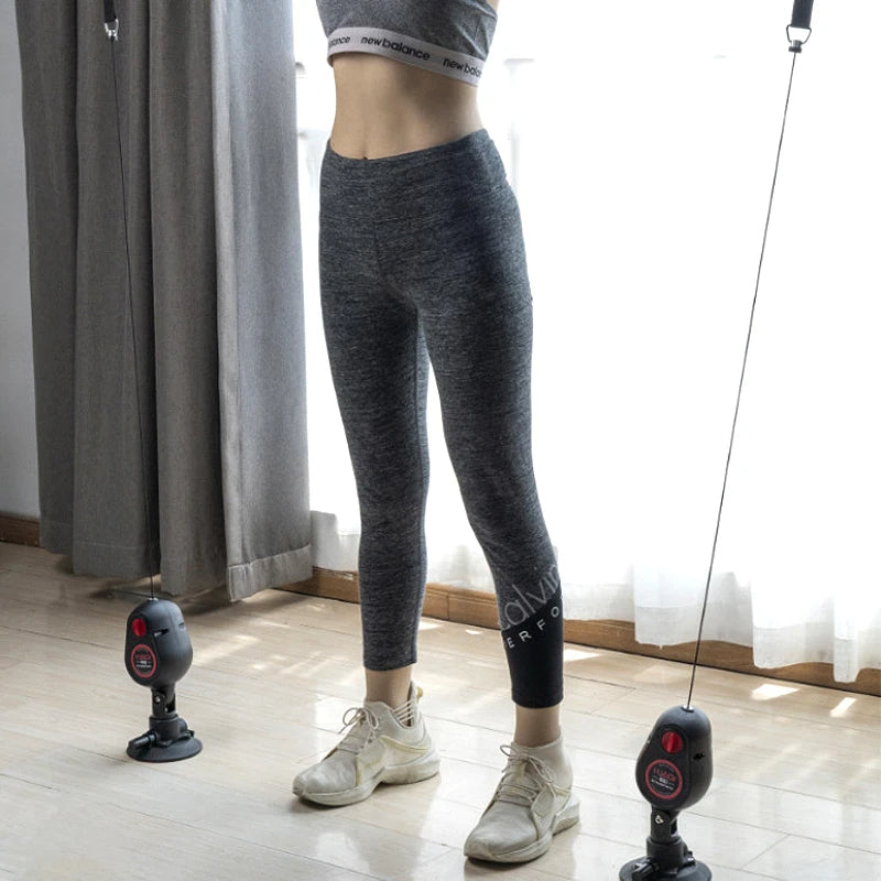 Portable Suction Cup Resistance Rope Trainer – Pull Down Cable Pulley System for Home Gym, Adjustable Strength Training