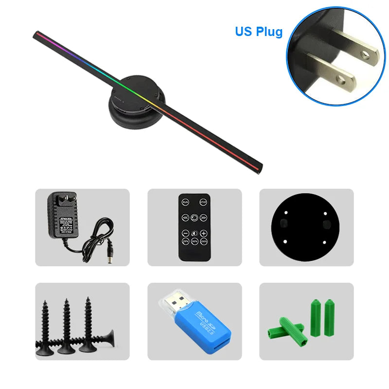 42 cm 3D Hologram Fan Projector – WiFi App-Controlled LED Holographic Display for Advertising, Parties & Decor