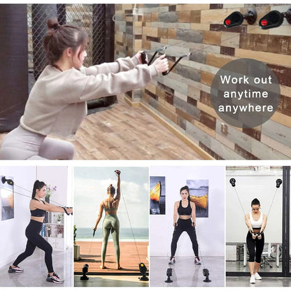 Portable Suction Cup Resistance Rope Trainer – Pull Down Cable Pulley System for Home Gym, Adjustable Strength Training