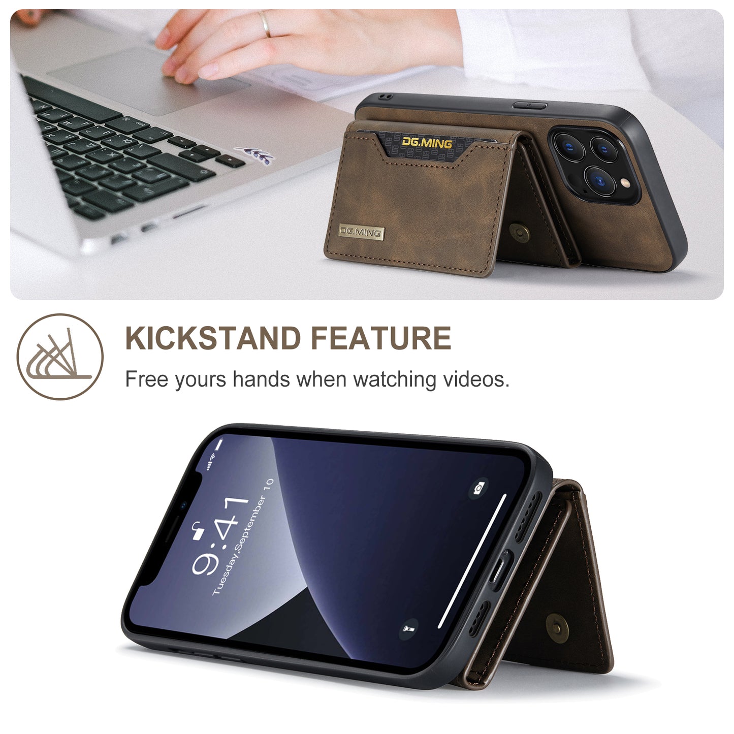 Detachable iPhone Leather Wallet Case – Magnetic Card Holder Flip Cover with Premium PU Leather