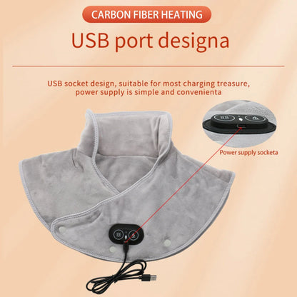 Electric Heated Neck & Shoulder Pad – USB Powered Heating Wrap with Vibration Massage, 3 Heat Levels
