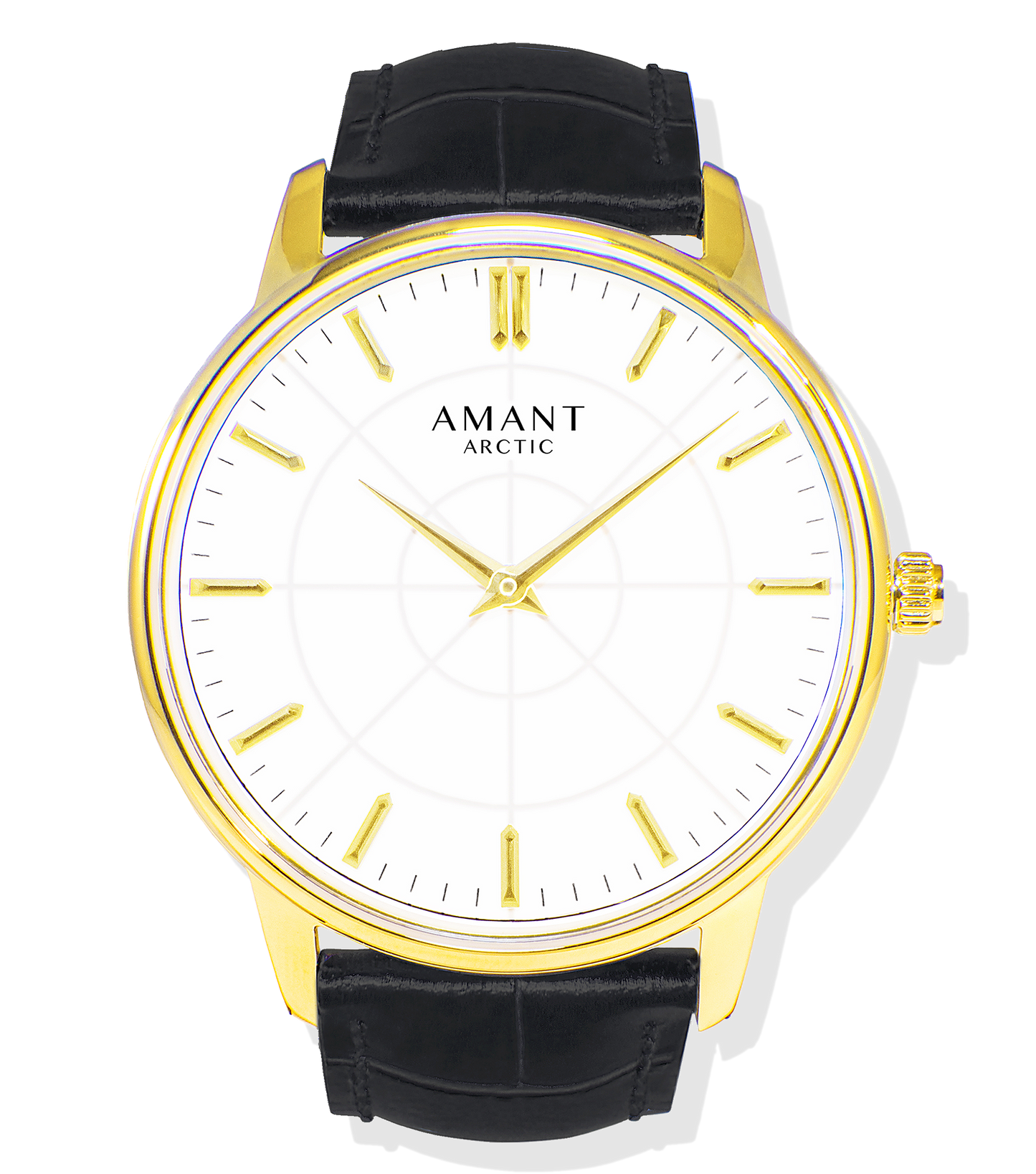 AMANT Arctic Luxury Watch – Ultra-Thin 6mm Gold-Tone Sapphire Glass Dress Watch with Leather Strap