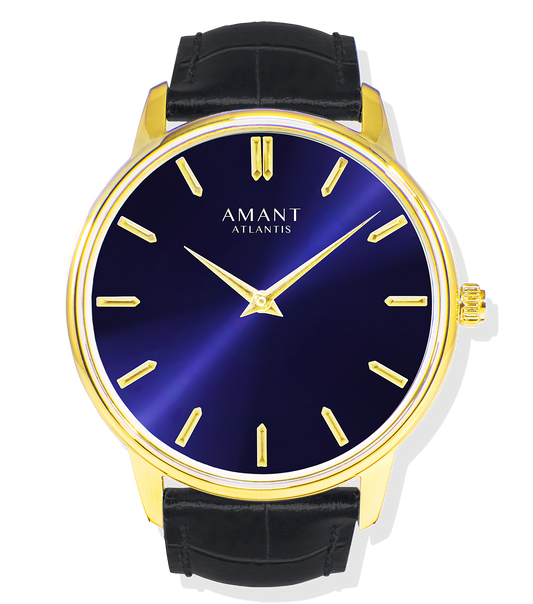 AMANT Atlantis Luxury Watch – Ultra-Thin 6mm Blue Dial Sapphire Glass Dress Watch with Quick-Release Strap
