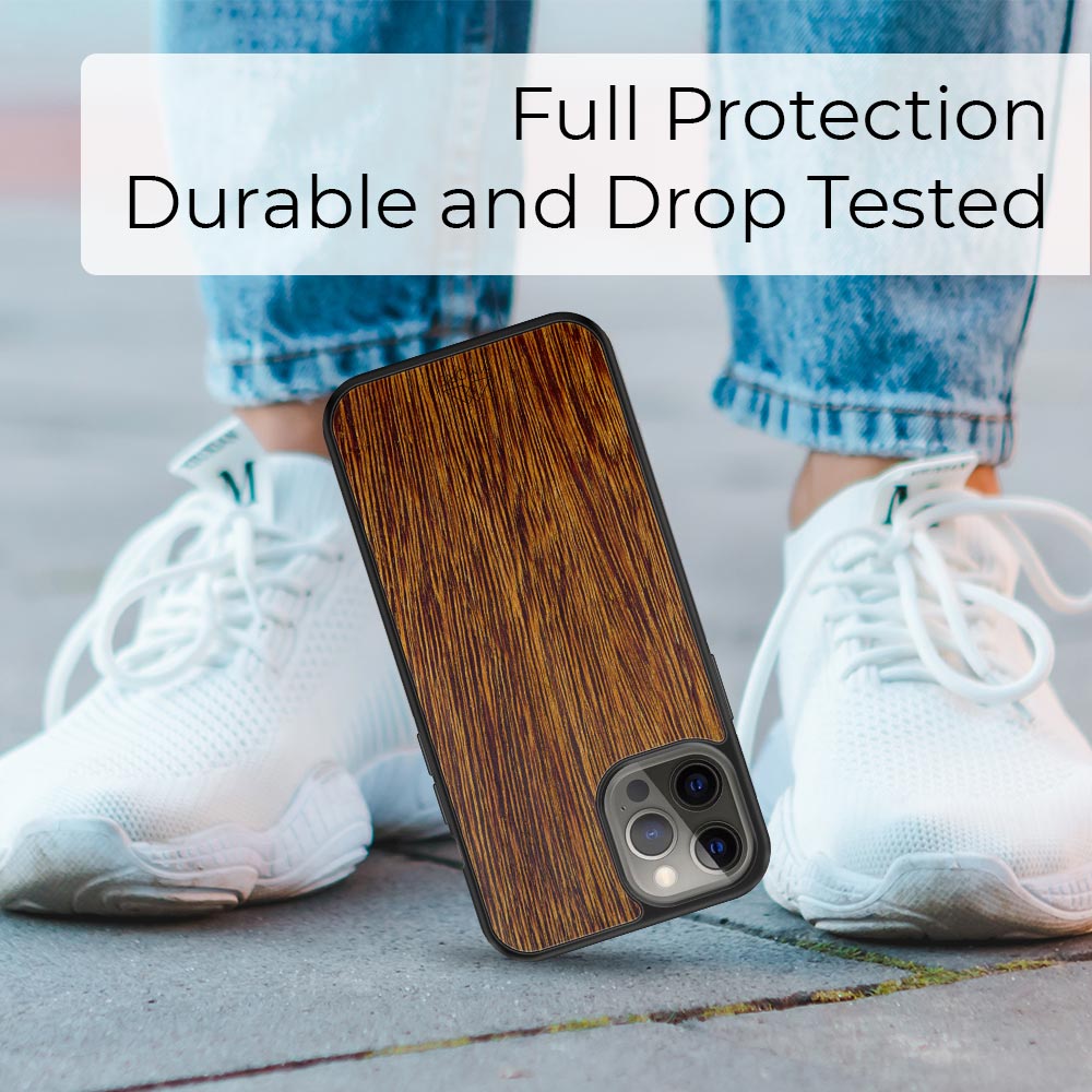 Sucupira Wood iPhone Case – Luxury South American Hardwood MagSafe Compatible Slim Protective Phone Cover