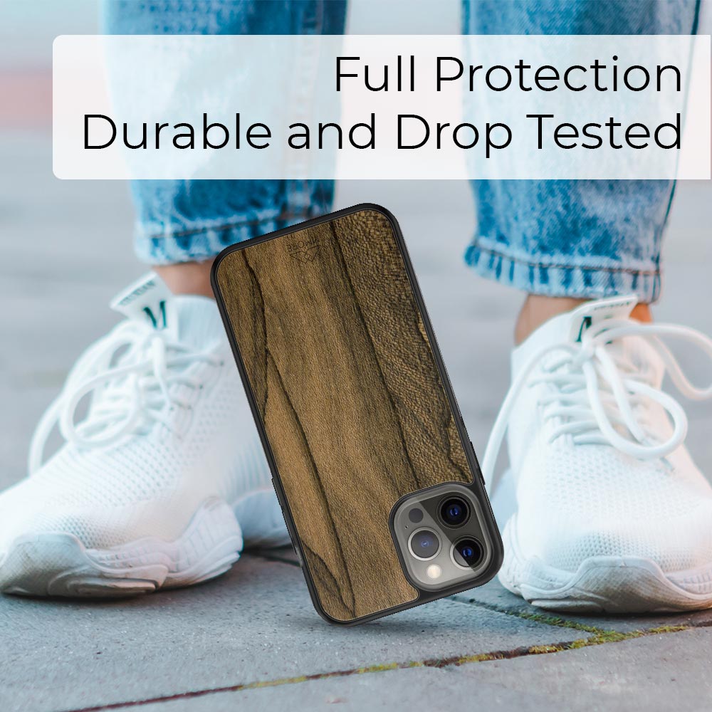 Ziricote Wood iPhone Case – Luxury Rare Wood MagSafe Compatible Slim Protective Phone Cover