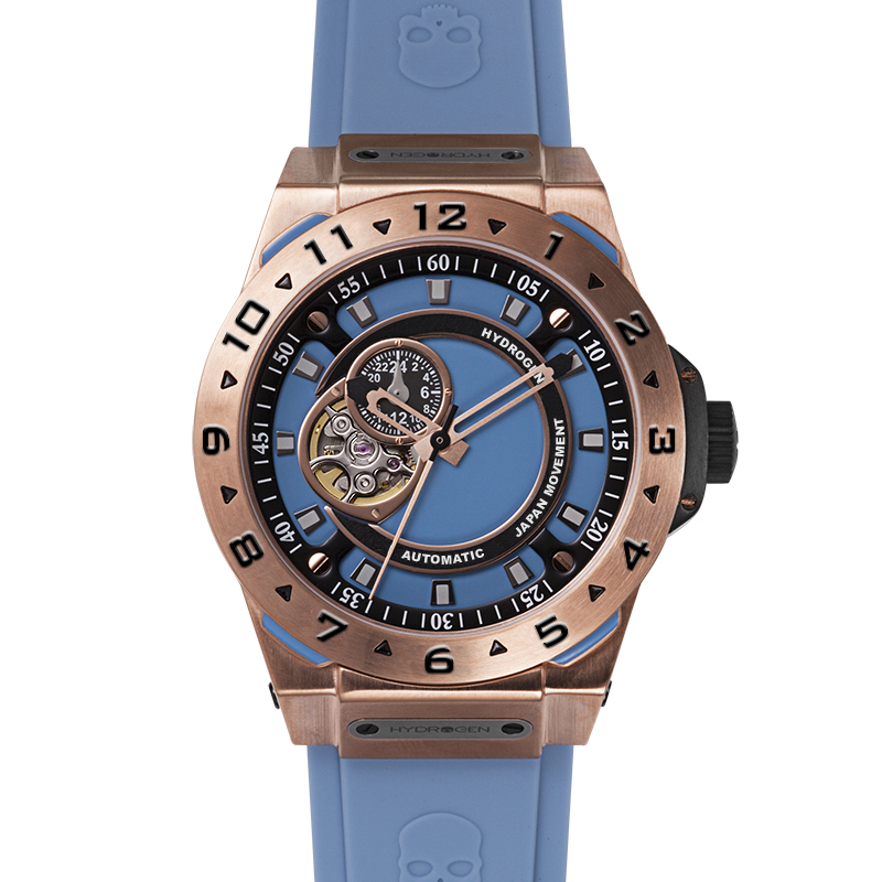 Vento Rose Gold Light Blue Automatic GMT Watch – Swiss Design Rose Gold Plated Diver-Style Watch with Japanese Movement