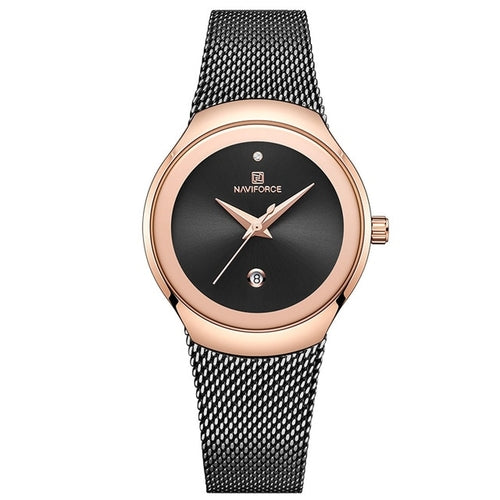 Women’s Rose Gold Minimalist Watch – Ultra Slim Quartz Dress Watch with Date – Luxury Gift for Her