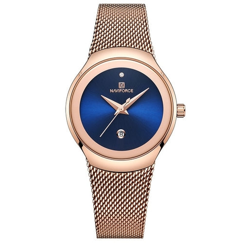Women’s Rose Gold Minimalist Watch – Ultra Slim Quartz Dress Watch with Date – Luxury Gift for Her