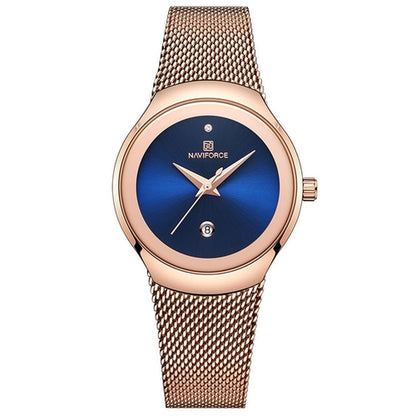 Women’s Rose Gold Minimalist Watch – Ultra Slim Quartz Dress Watch with Date – Luxury Gift for Her