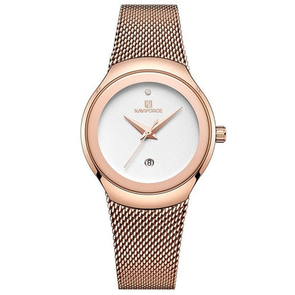 Women’s Rose Gold Minimalist Watch – Ultra Slim Quartz Dress Watch with Date – Luxury Gift for Her