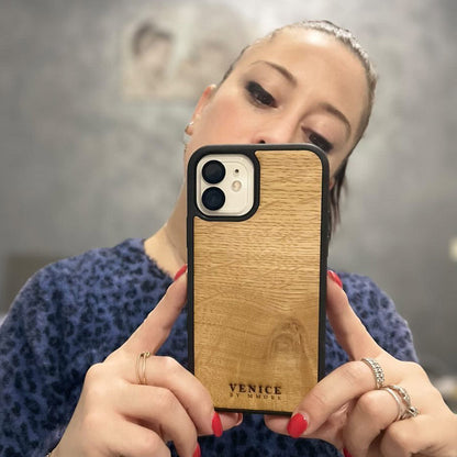 Venice Ancient Oak Wood iPhone Case – 500-Year-Old Historic Wood MagSafe Compatible Slim Protective Cover