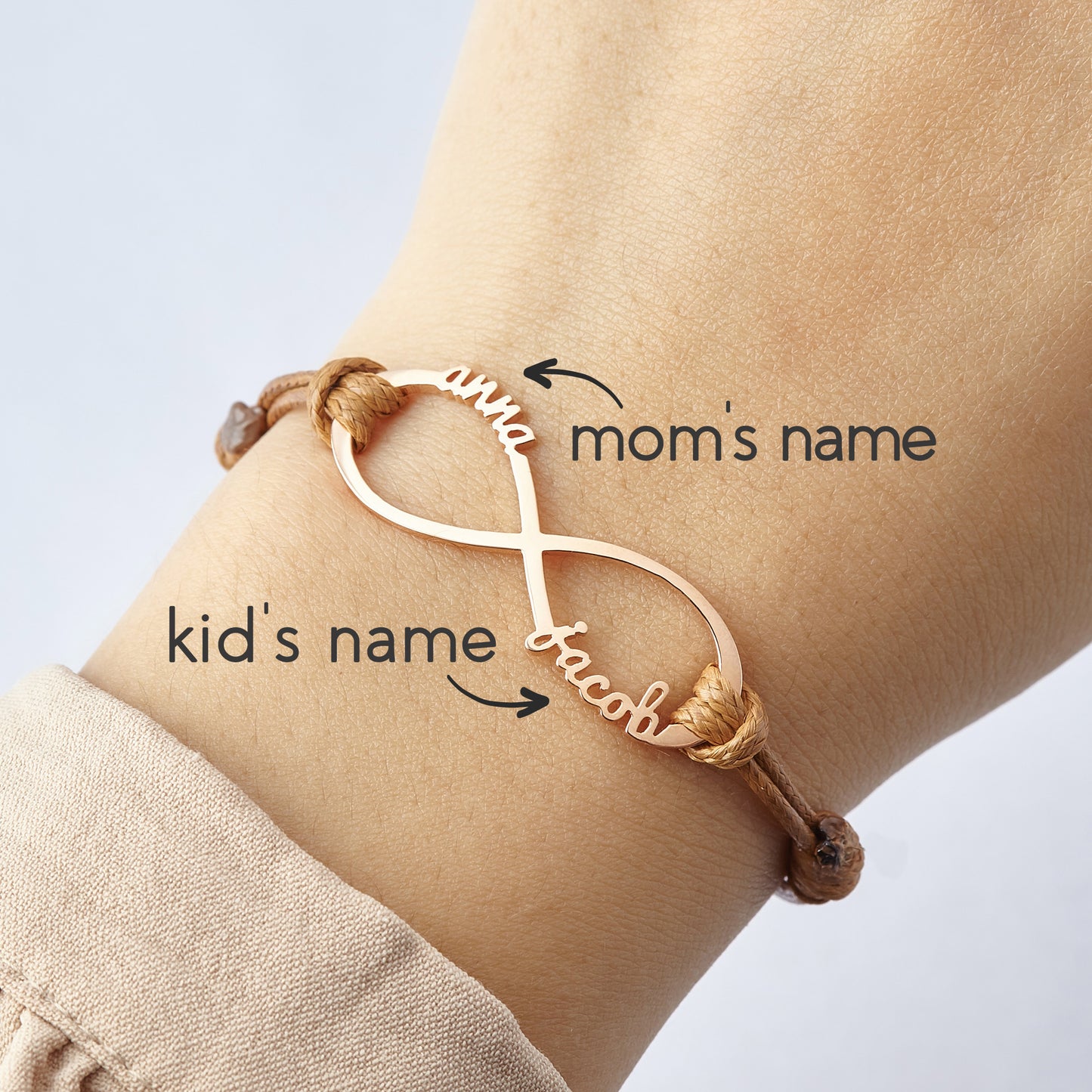 Mom Bracelet With Kids Names, Sterling silver with 18k gold