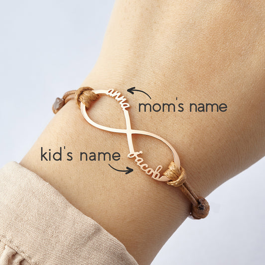 Mom Bracelet With Kids Names, Sterling silver with 18k gold